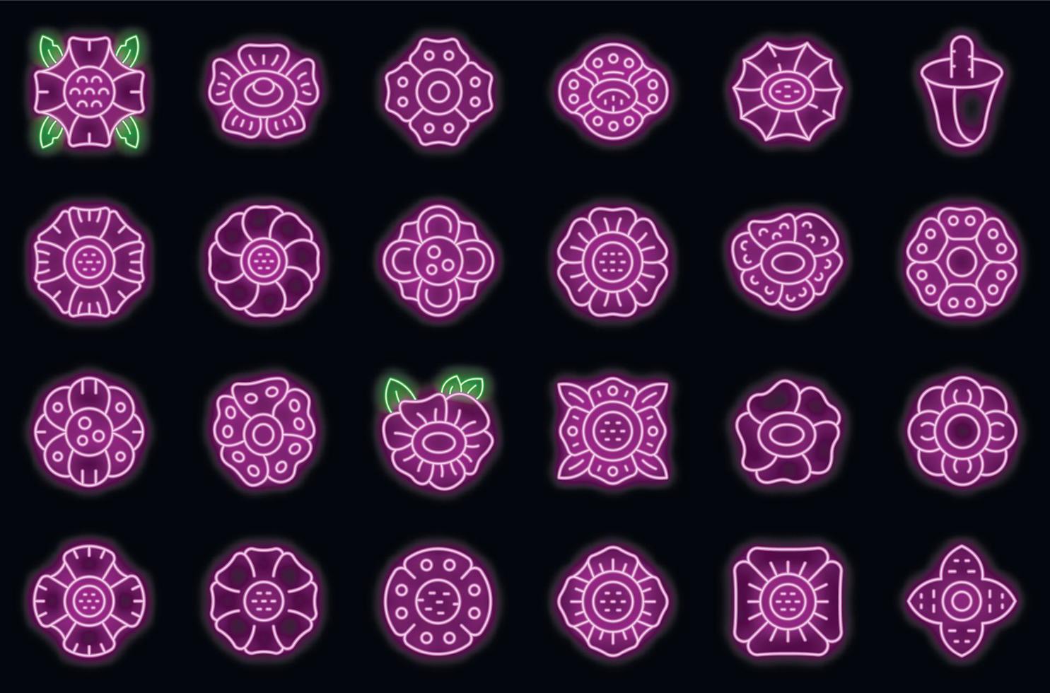 rafflesia iconos conjunto vector neón