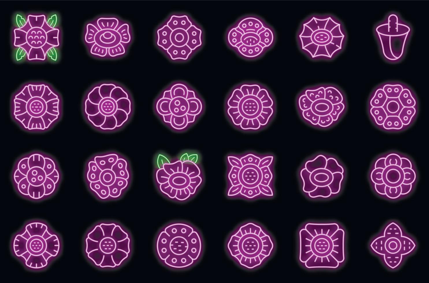 Rafflesia icons set vector neon