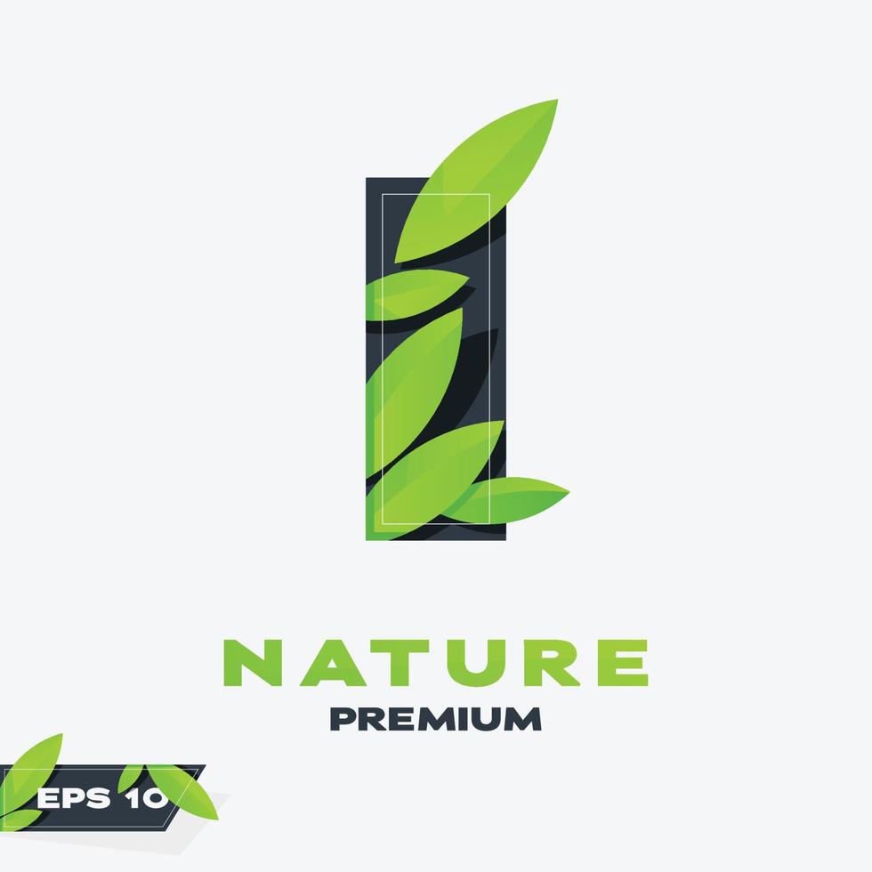 Alphabet I Nature Leaves Logo vector