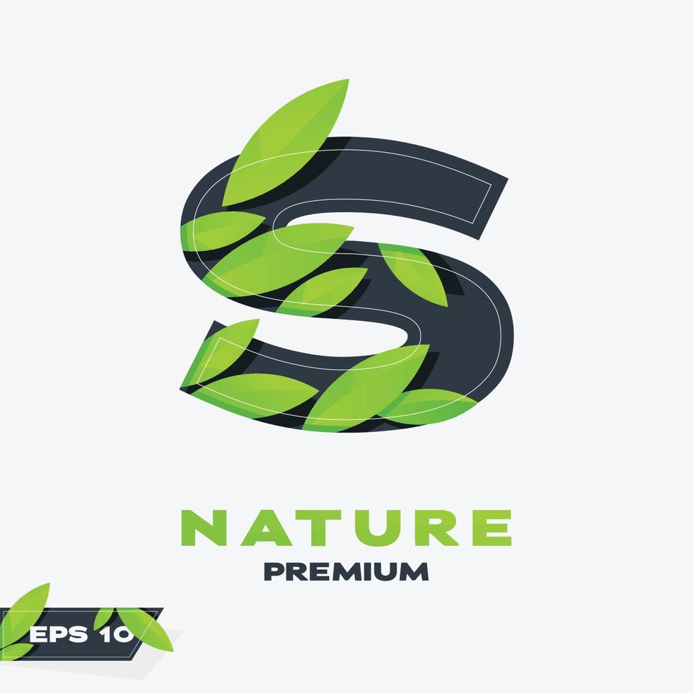 alfabeto s naturaleza hojas logo vector