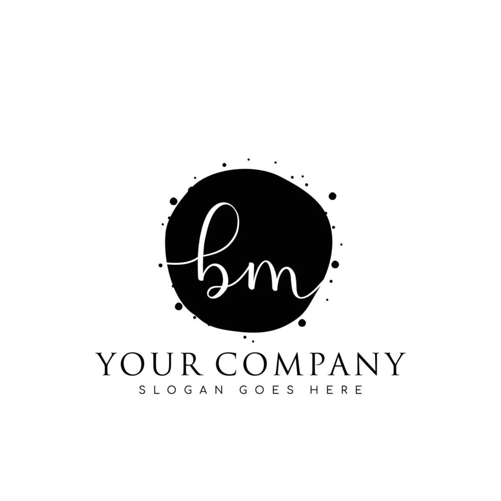 Initial BM beauty monogram and elegant logo design, handwriting logo of initial signature, wedding, fashion, floral and botanical with creative template. vector