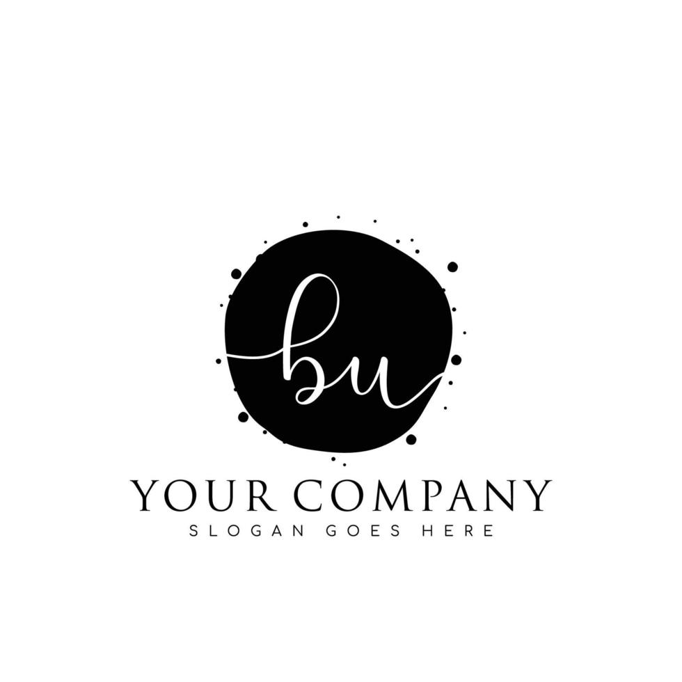 Initial BU beauty monogram and elegant logo design, handwriting logo of initial signature, wedding, fashion, floral and botanical with creative template. vector