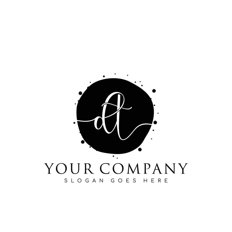 Initial DT beauty monogram and elegant logo design, handwriting logo of initial signature, wedding, fashion, floral and botanical with creative template. vector