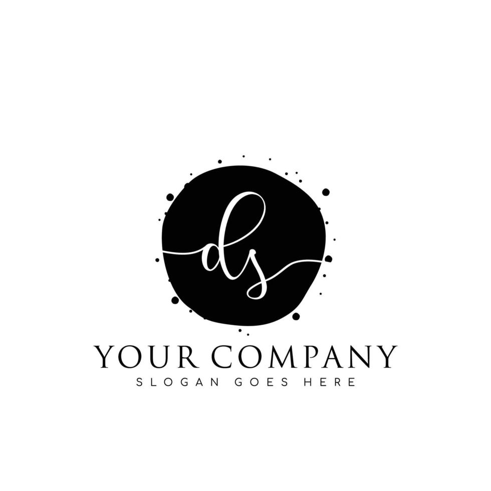Initial DS beauty monogram and elegant logo design, handwriting logo of initial signature, wedding, fashion, floral and botanical with creative template. vector