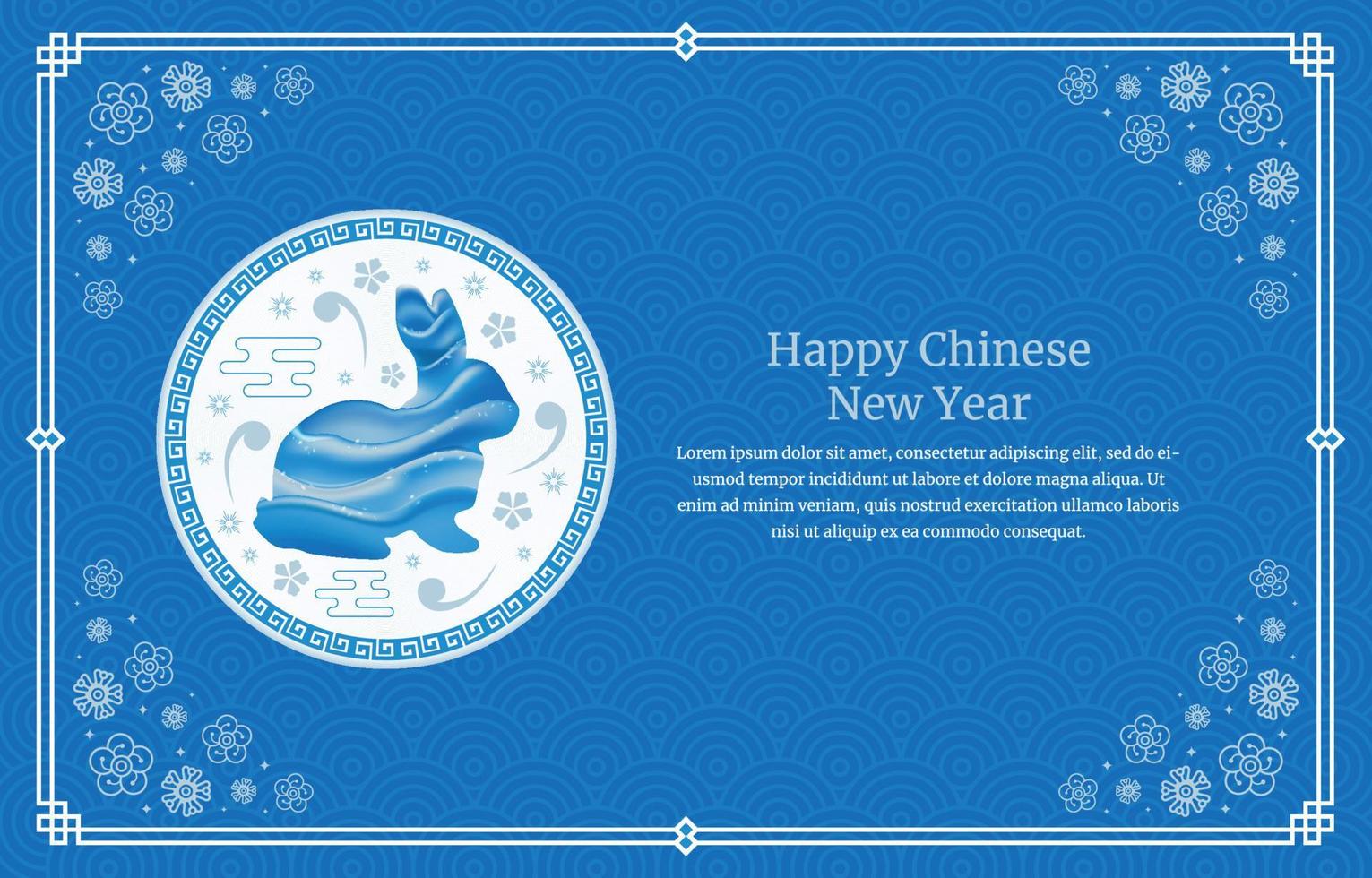 Water Rabbit Chinese New Year Background with Blue Water Concept vector