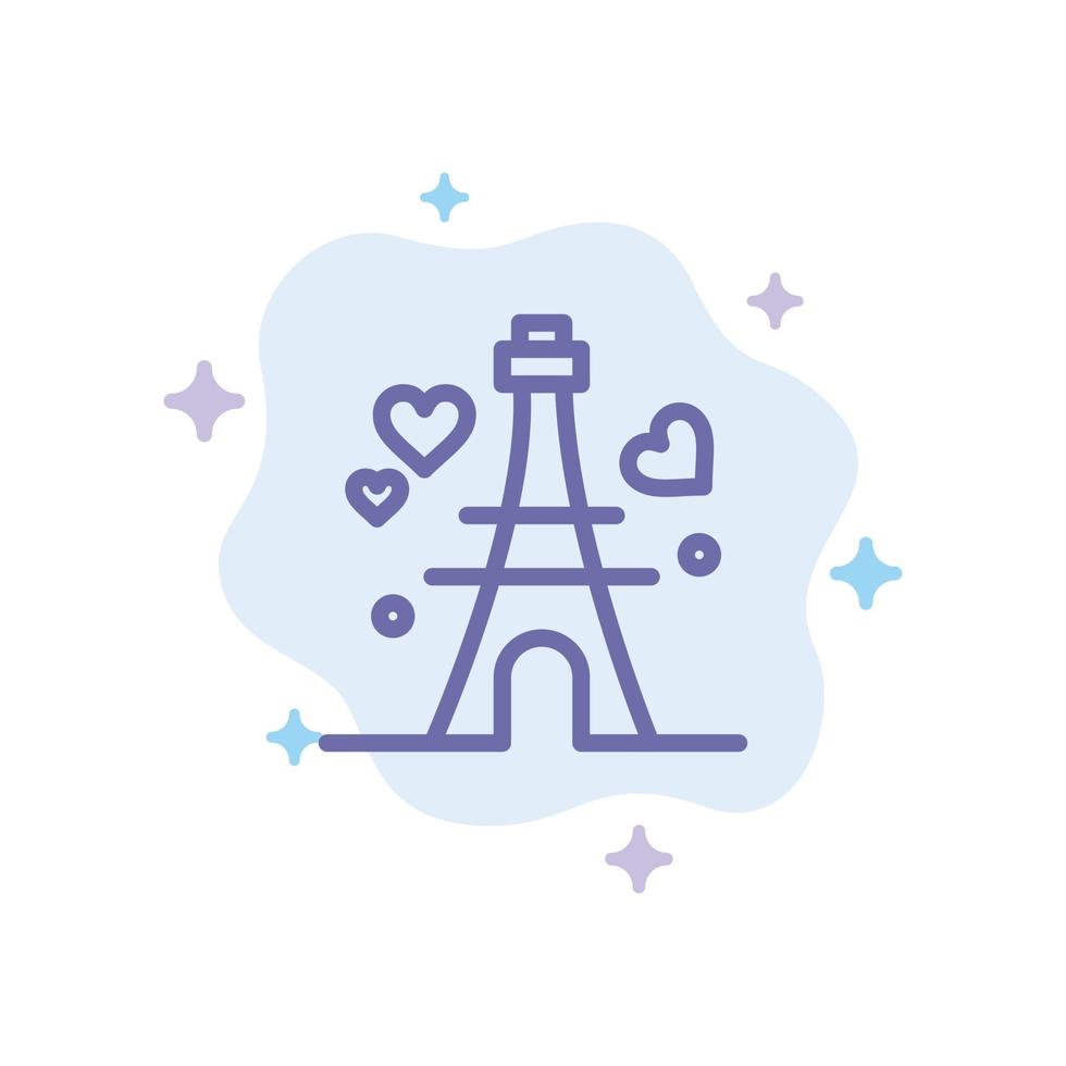 Tower Love Heart Wedding Blue Icon on Abstract Cloud Background vector