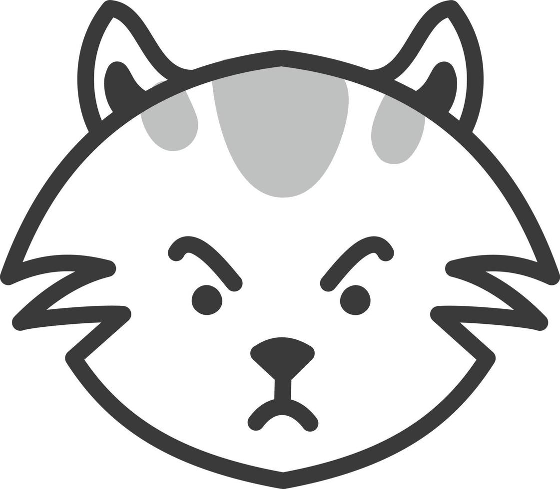 Grey angry cat, illustration, vector on a white background.