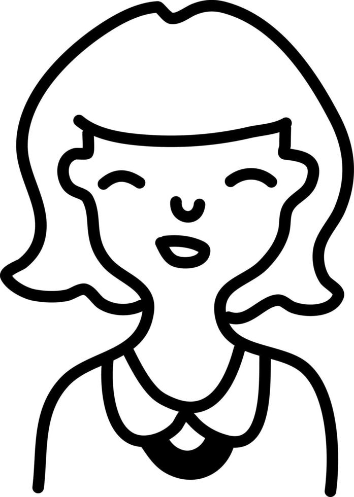 mujer con pelo corto y flequillo, ilustración, vector sobre un fondo blanco