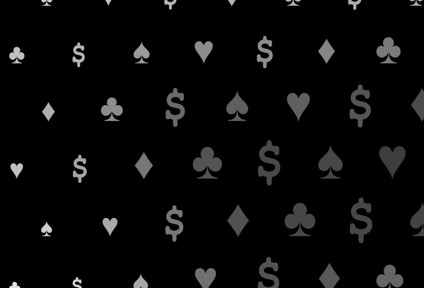 Dark silver, gray vector cover with symbols of gamble.