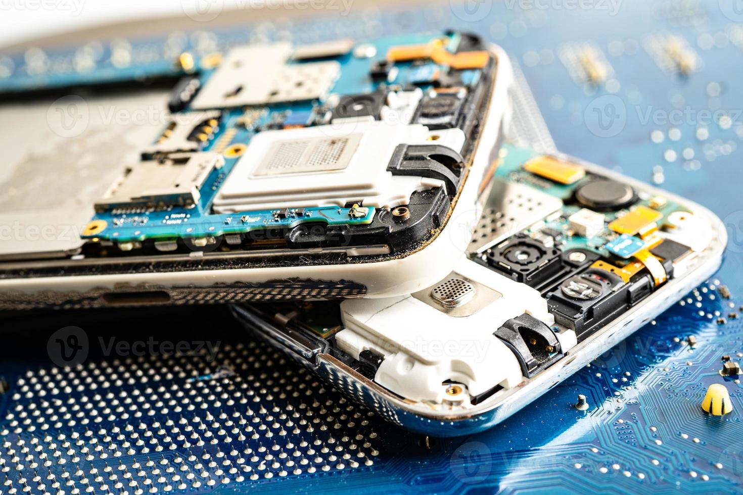 Repairing and upgrade mobile phone, electronic, computer hardware and technology concept. photo