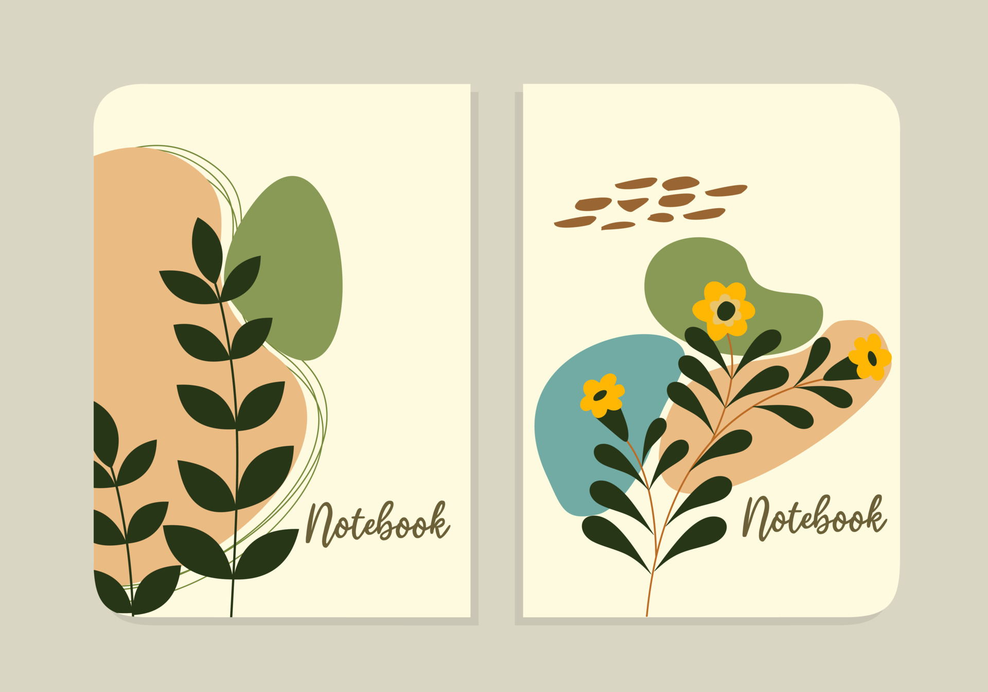 set of minimalist hand drawn abstract notebook cover pages. beautiful