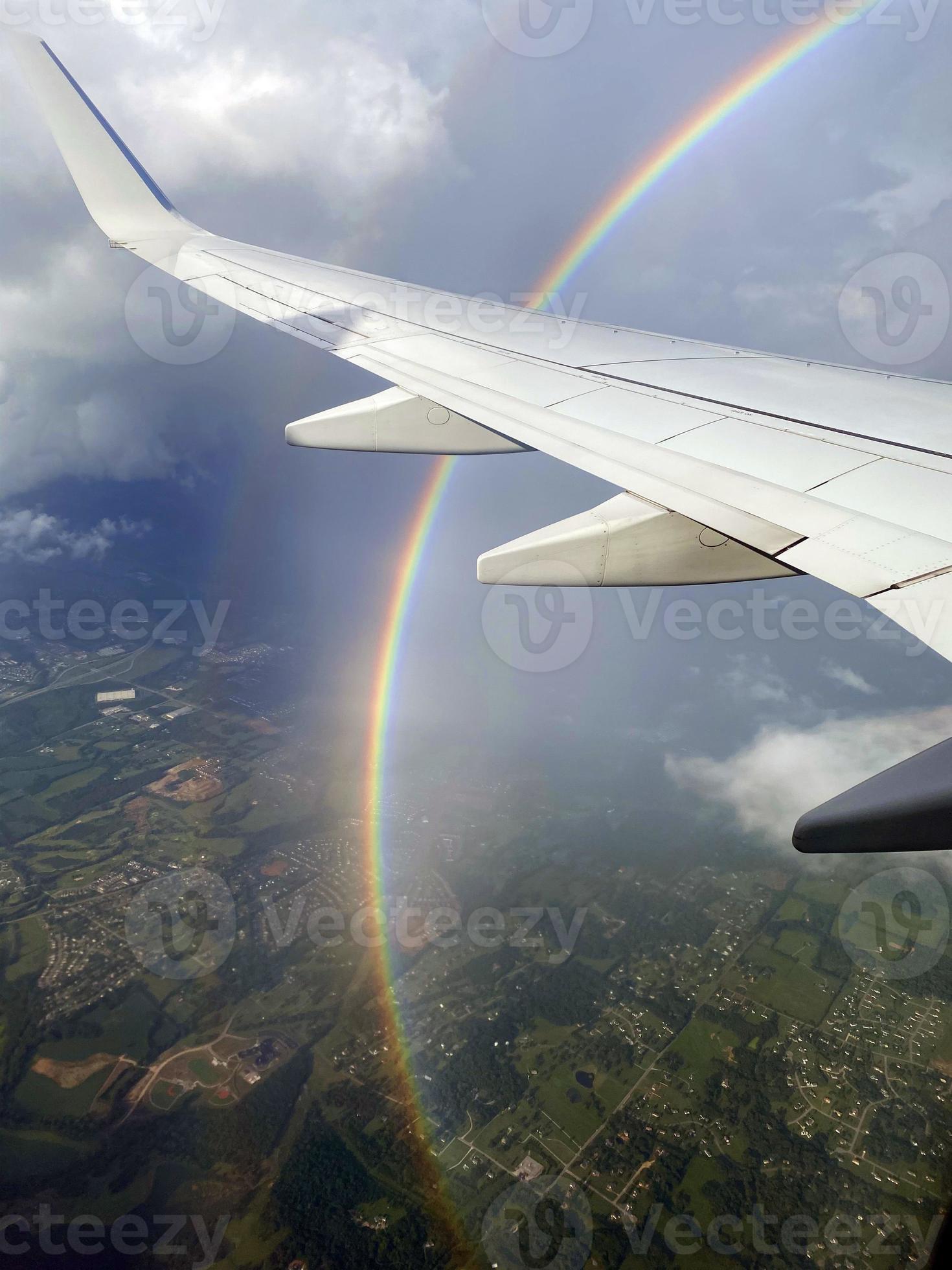 Rainbow view from an airplane 13565955 Stock Photo at Vecteezy