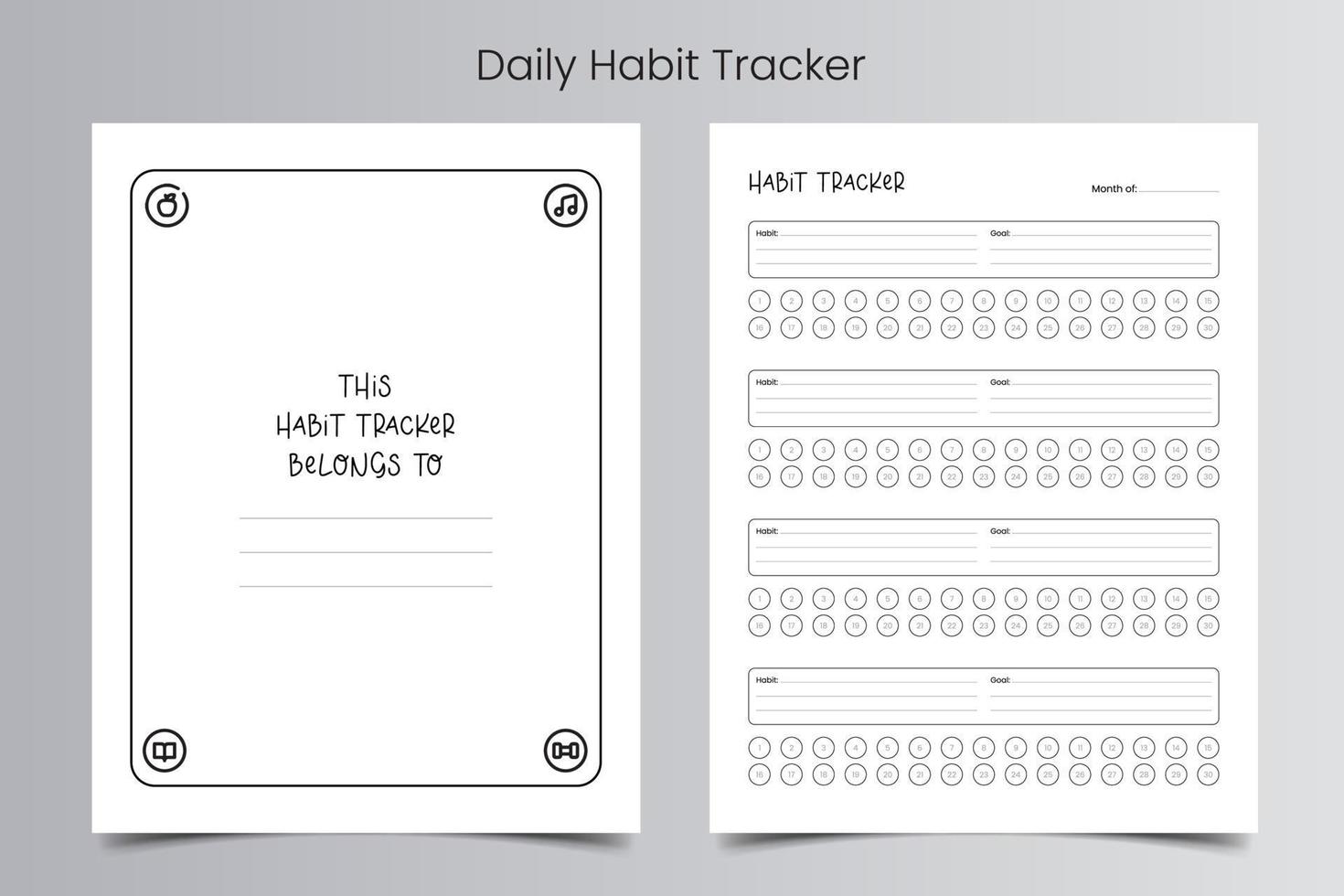 Daily Habit Tracker Log Book Template vector