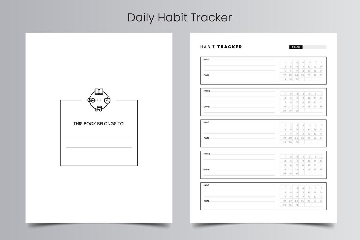 Daily Habit Tracker Log Book Template vector