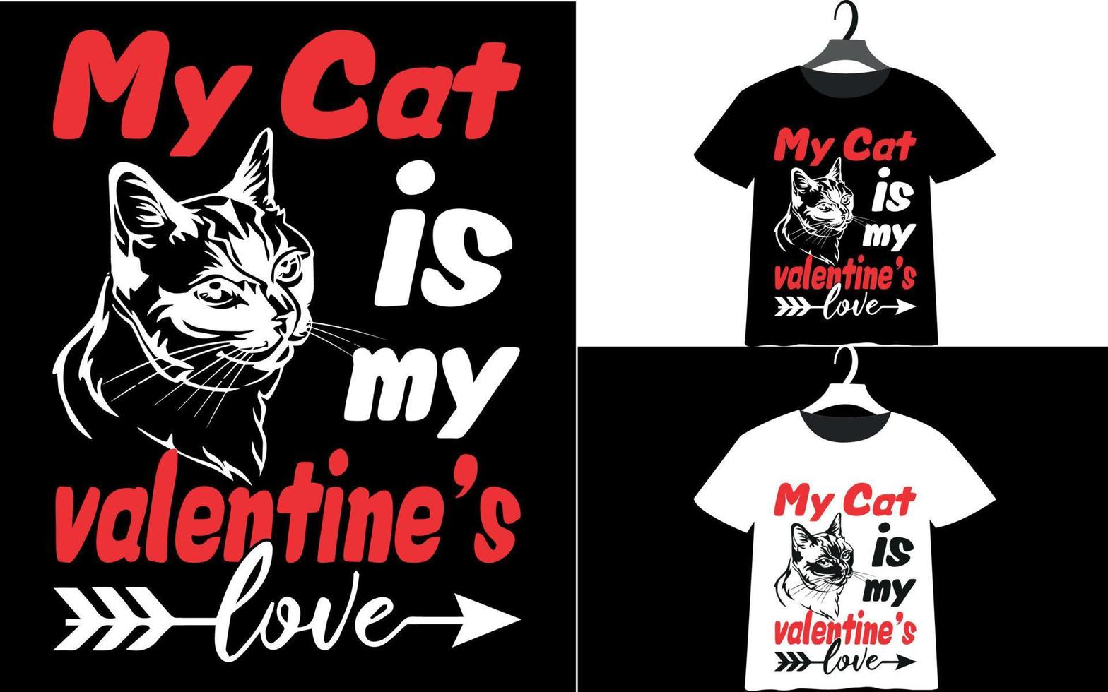 Cat valentine's day t-shirt design vector