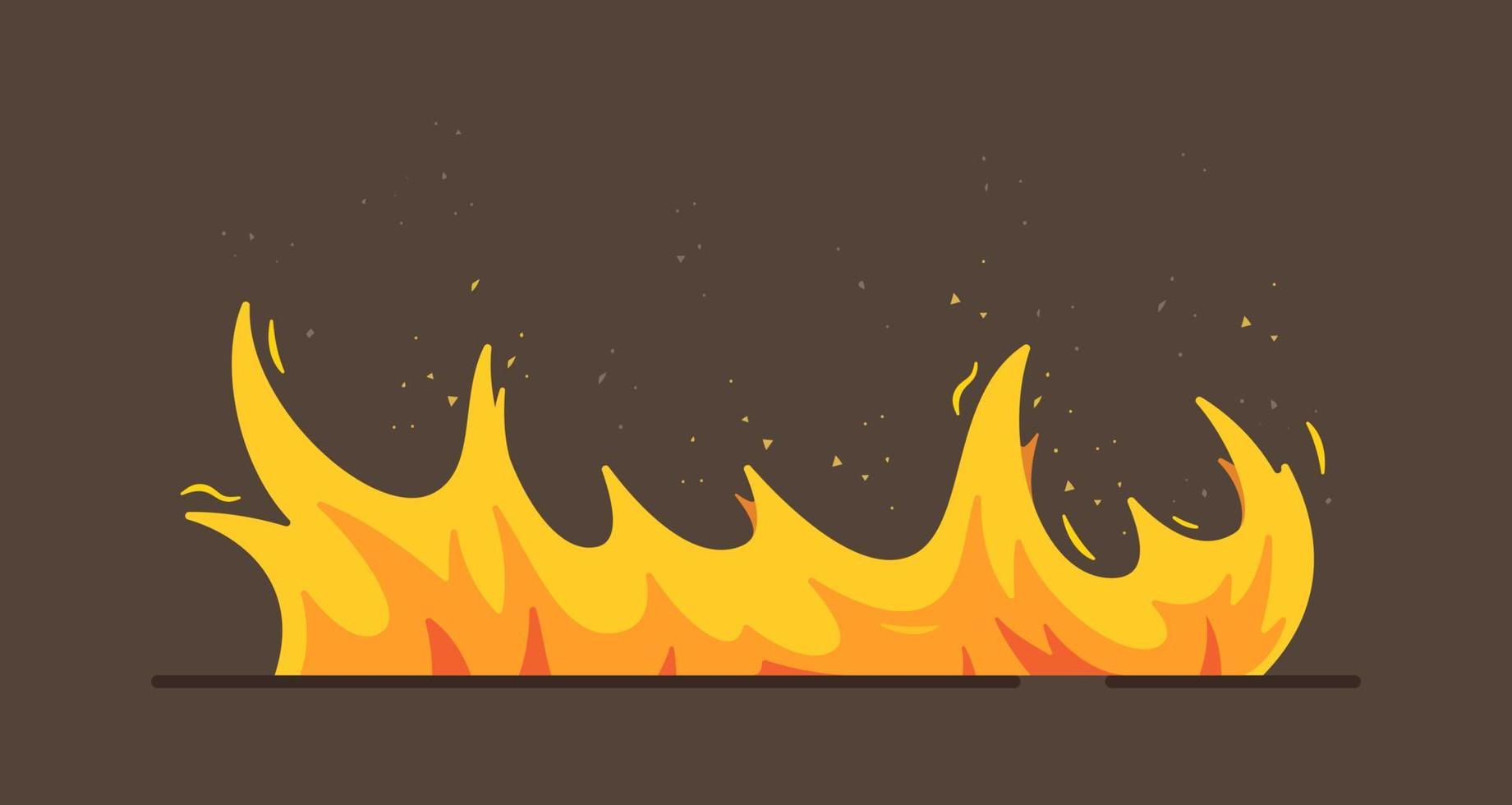 Vector illustration of fire isolated on a brown background. Fire background of flames.