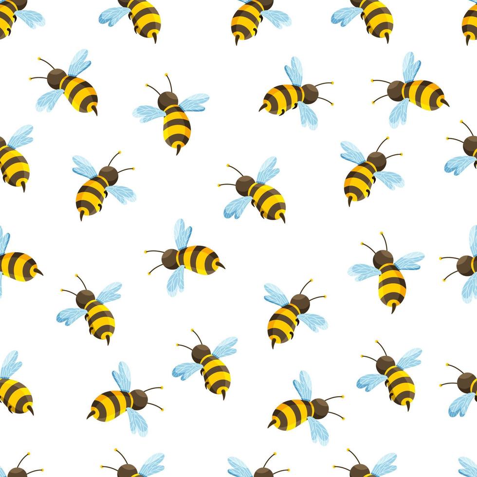 A beautiful pattern of bees on a white background. vector