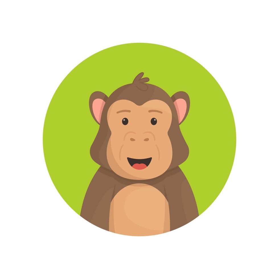 A cute monkey avatar on a green background. vector