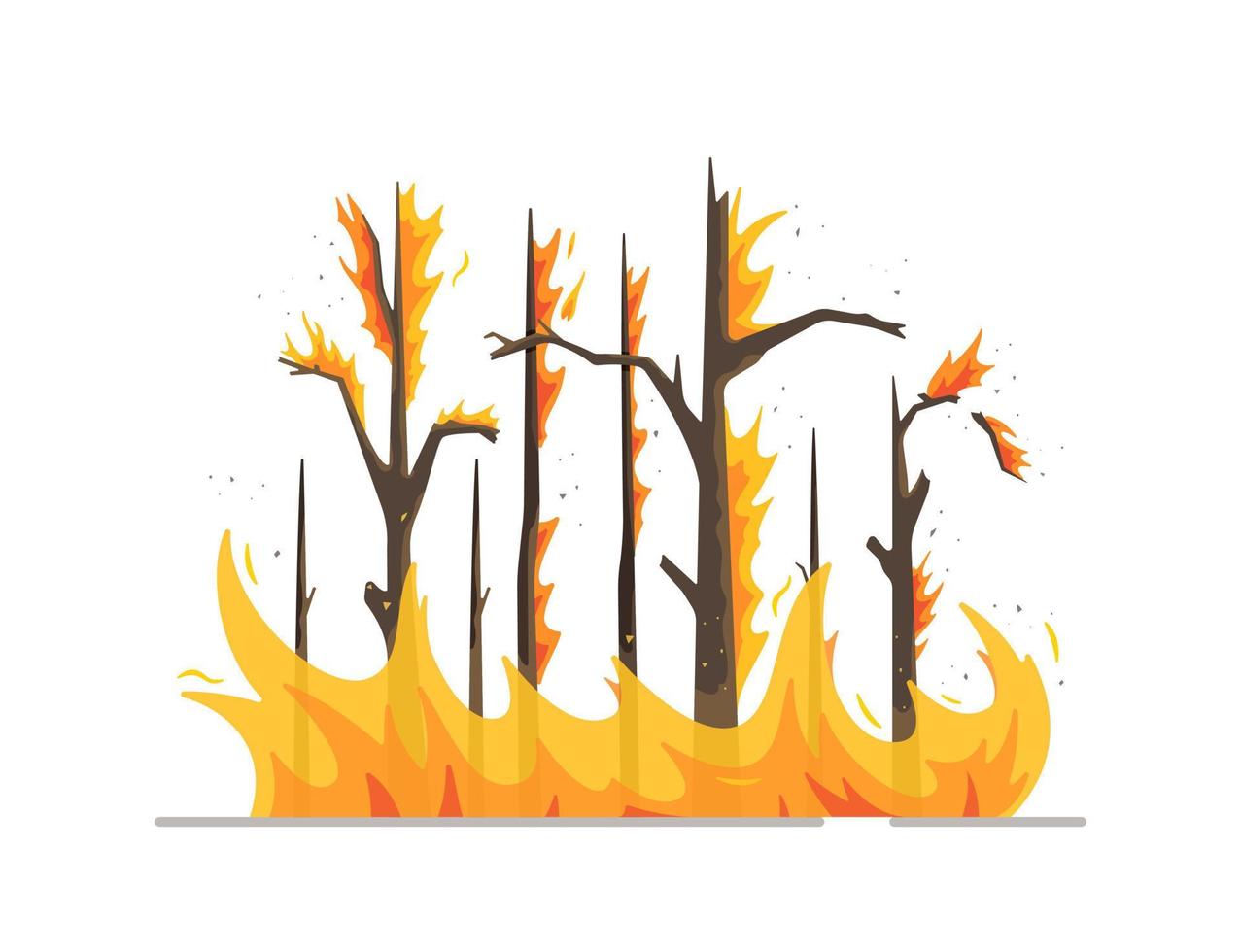 Vector illustration of wildfire. Tree disaster. Wildfire wildfire burn. Natural disaster.