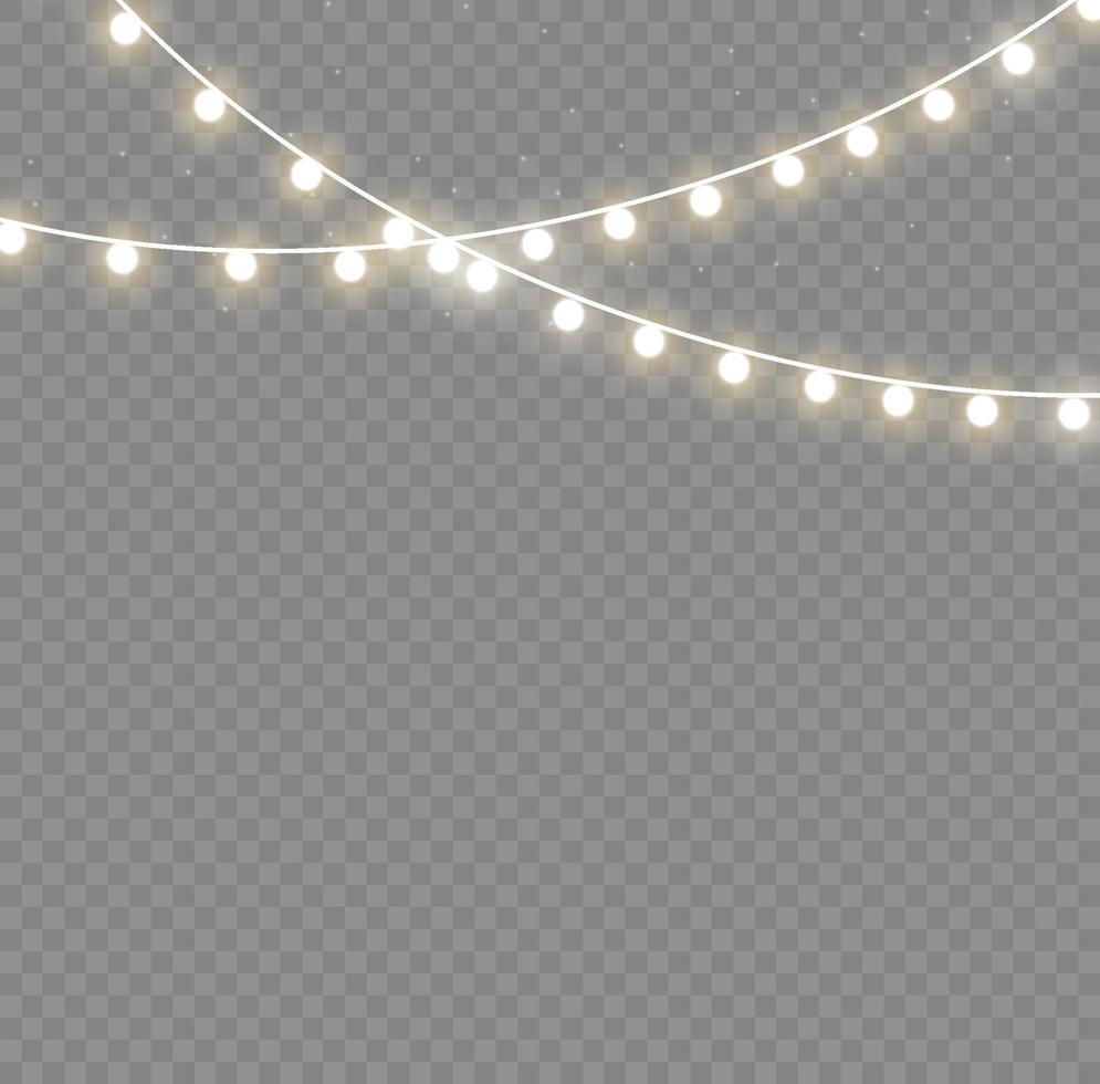 Christmas lights isolated on a transparent background. Christmas glowing garland.for the new year and christmas. light effect. Vector illustration.