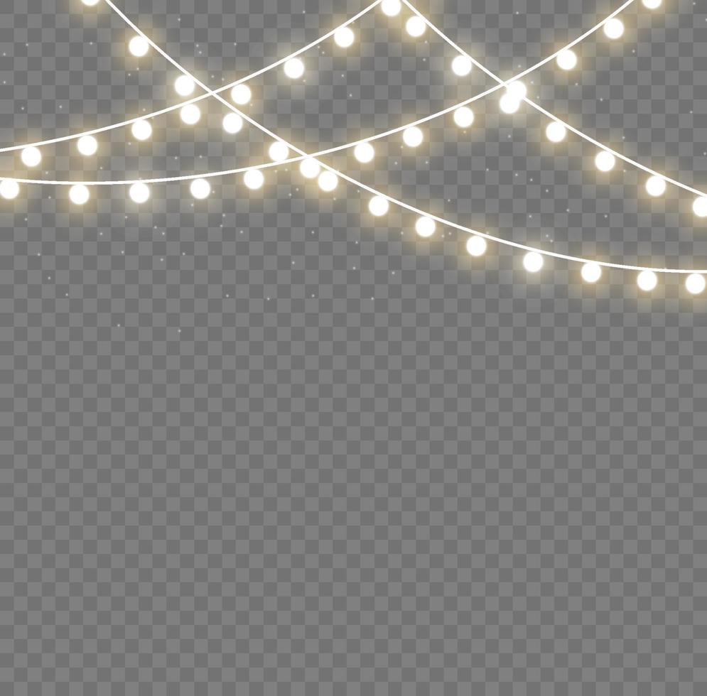 luces navideñas aisladas en un fondo transparente. guirnalda brillante de navidad para el año nuevo y la navidad. efecto de luz. ilustración vectorial vector