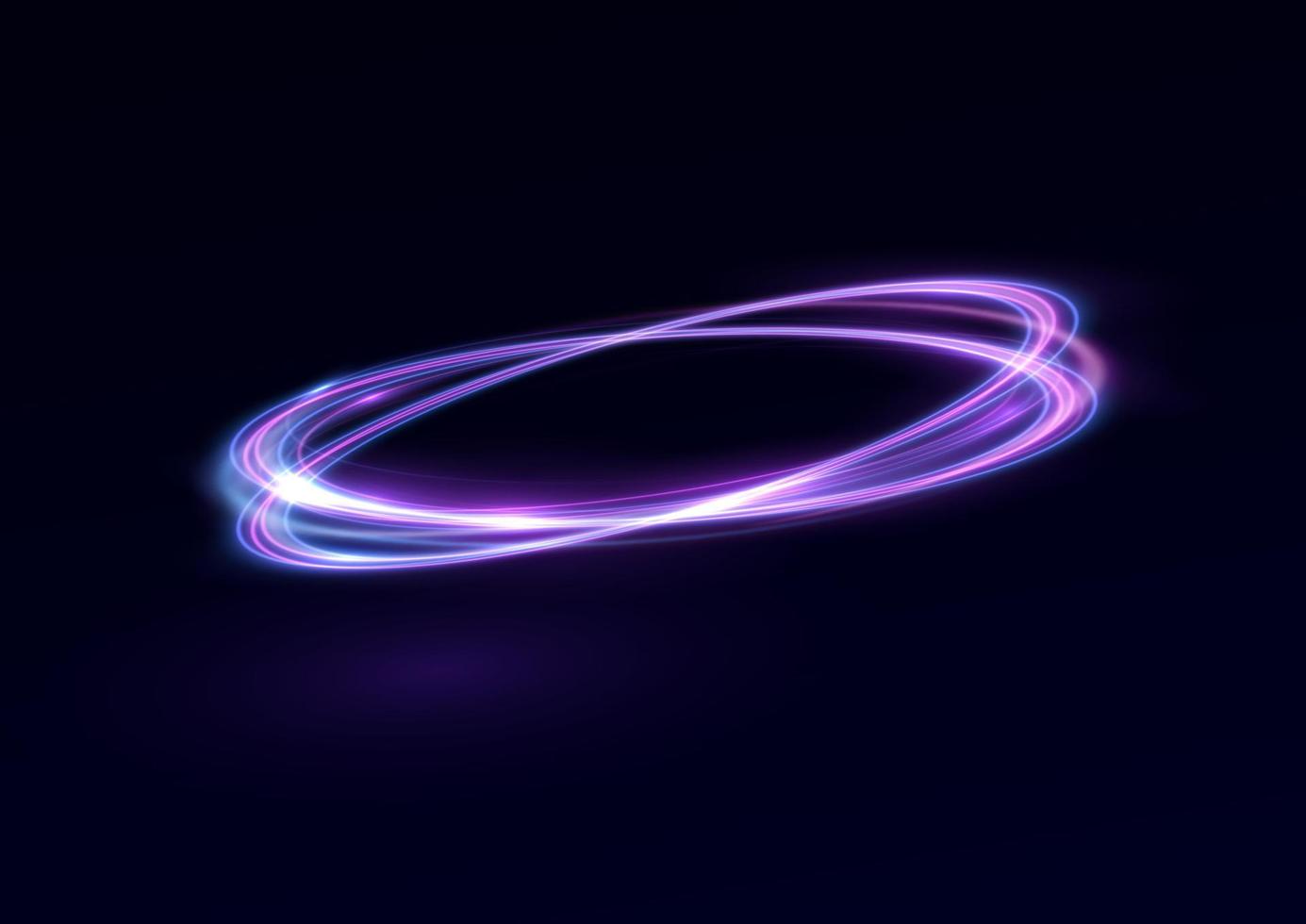 Neon swirl. Curve blue line light effect. Abstract ring background with glowing swirling background. Energy flow tunnel. Blue portal, platform. Magic circle vector. Luminous spiral. vector