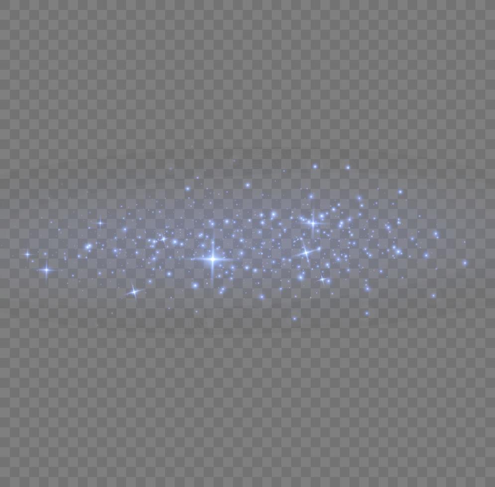 Blue dust. Yellow sparks shine light effect. vector