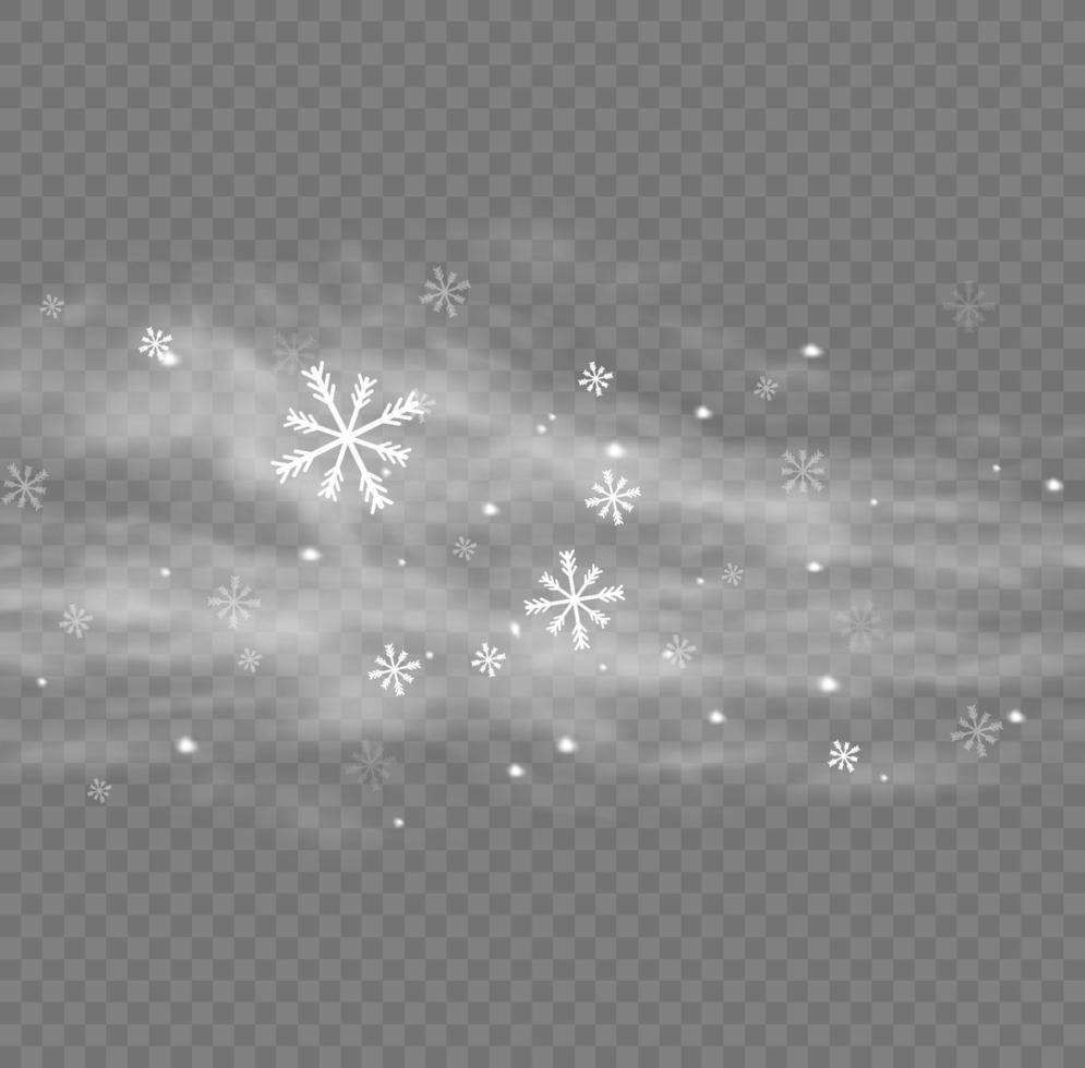 nieve y viento. elemento decorativo degradado blanco.ilustración vectorial. invierno y nieve con niebla. viento y niebla. vector