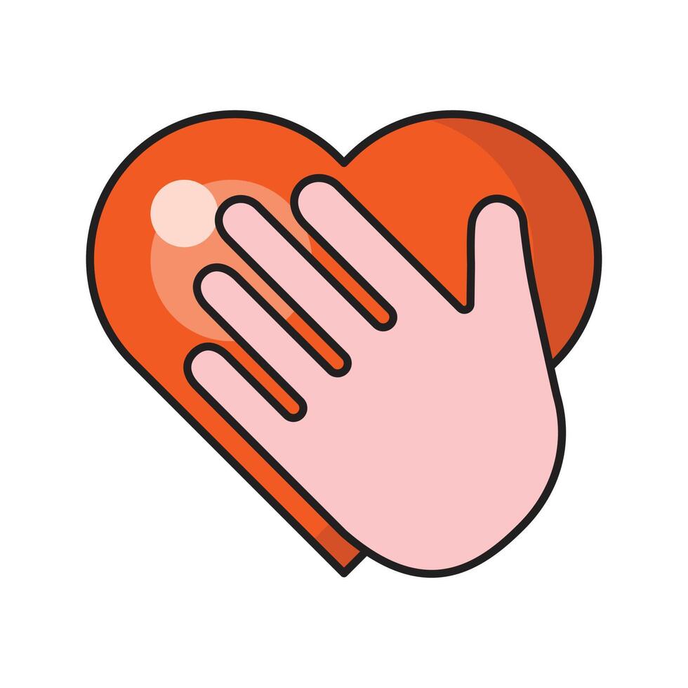 ilustración de vector de mano de corazón en un fondo. símbolos de calidad premium. iconos vectoriales para concepto y diseño gráfico.