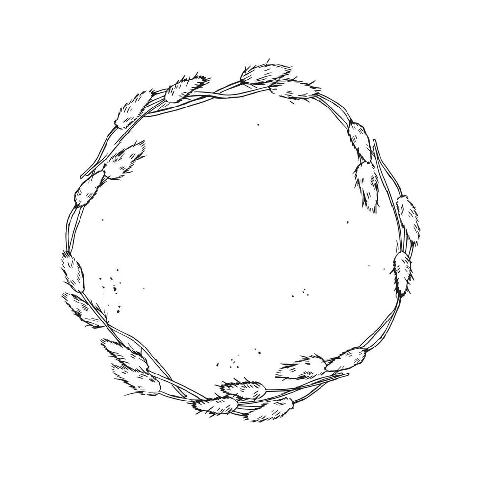 Monochrome of wreaths in sketch style vector