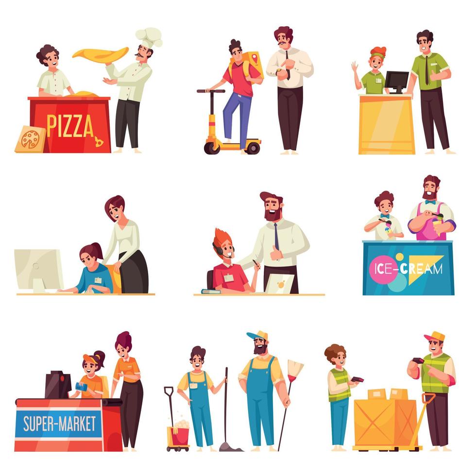 Teenagers First Job Set vector