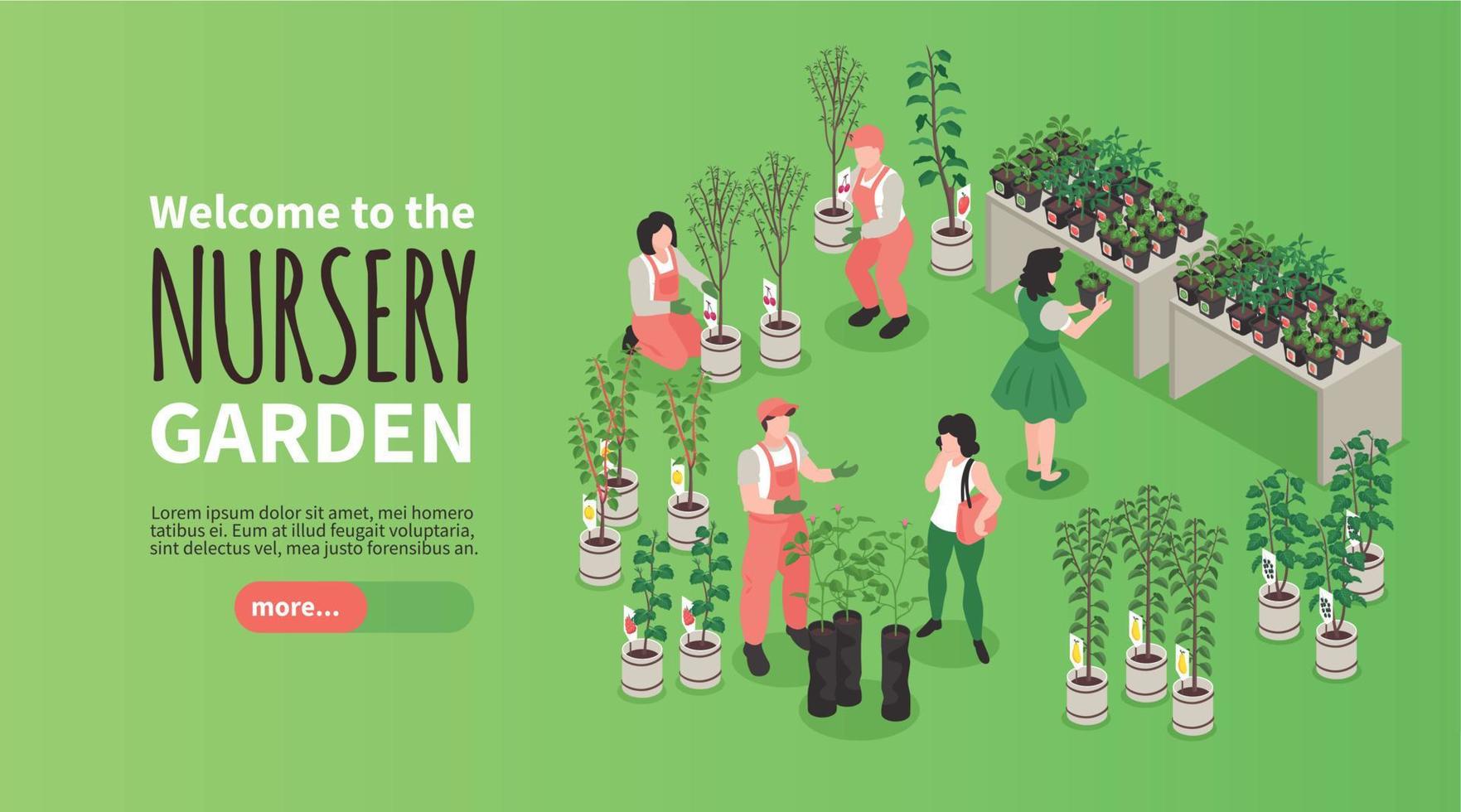 Isometric Nursery Garden Banner vector