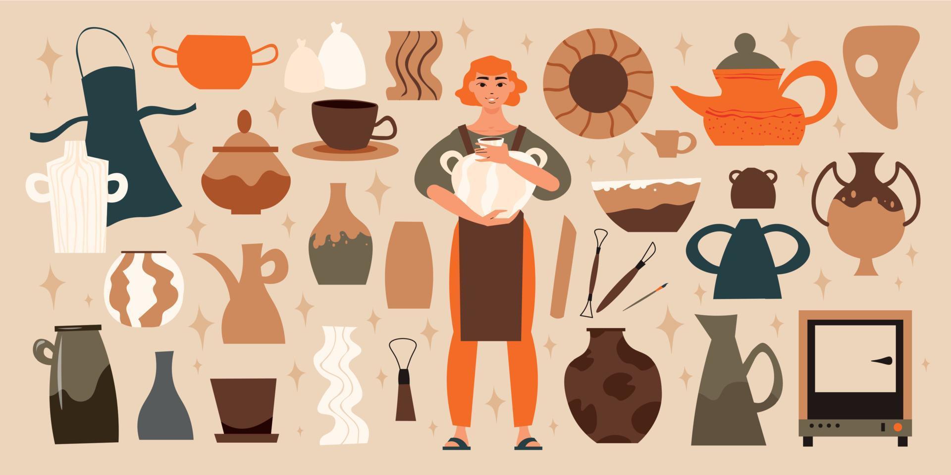 Pottery Studio Big Set vector
