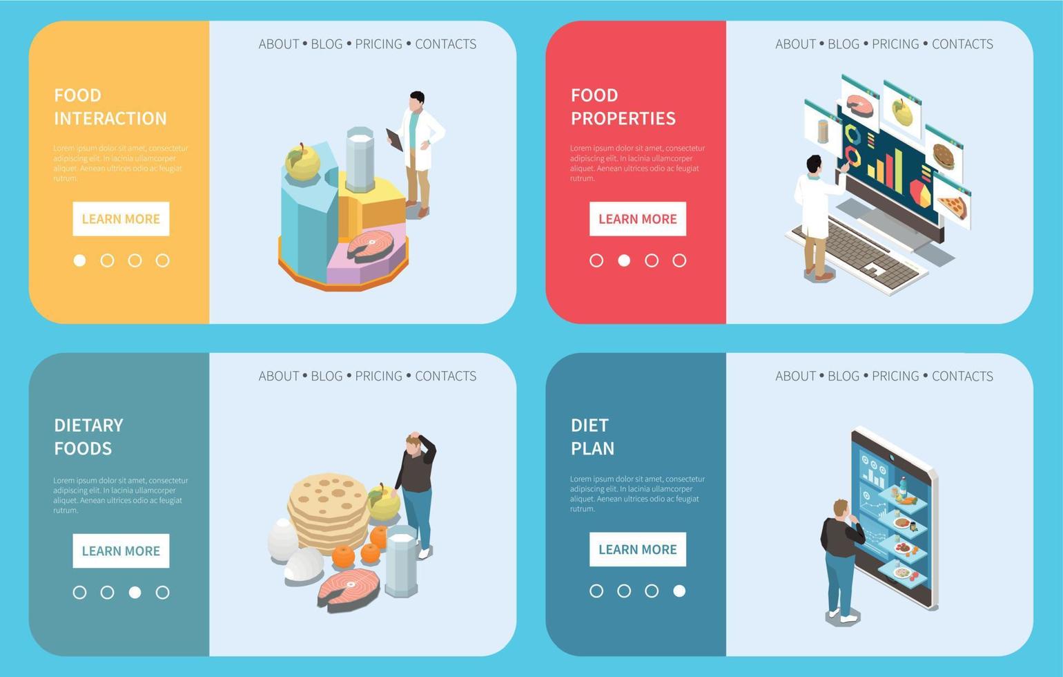 Nutritionist Isometric Banners Set vector