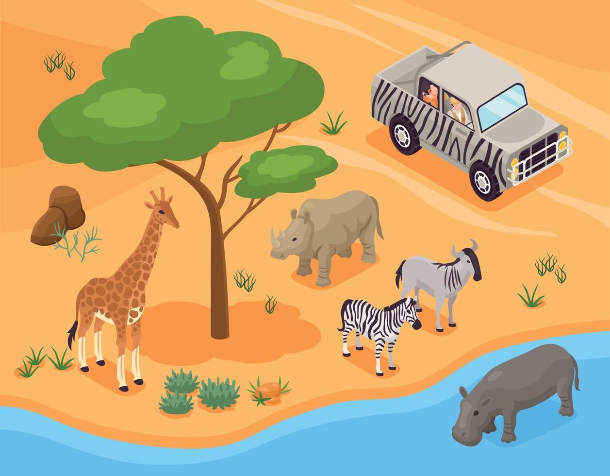 Isometric Photo Safari Concept vector