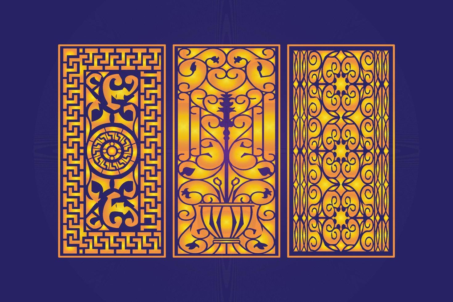 Islamic decorative laser cut panels template with abstract geometric texture and floral laser vector