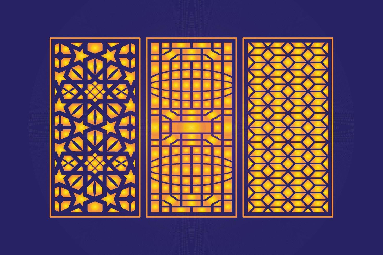 Islamic decorative laser cut panels template with abstract geometric texture and floral laser vector