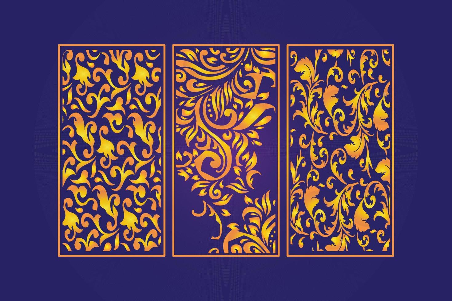 Islamic decorative laser cut panels template with abstract geometric texture and floral laser vector