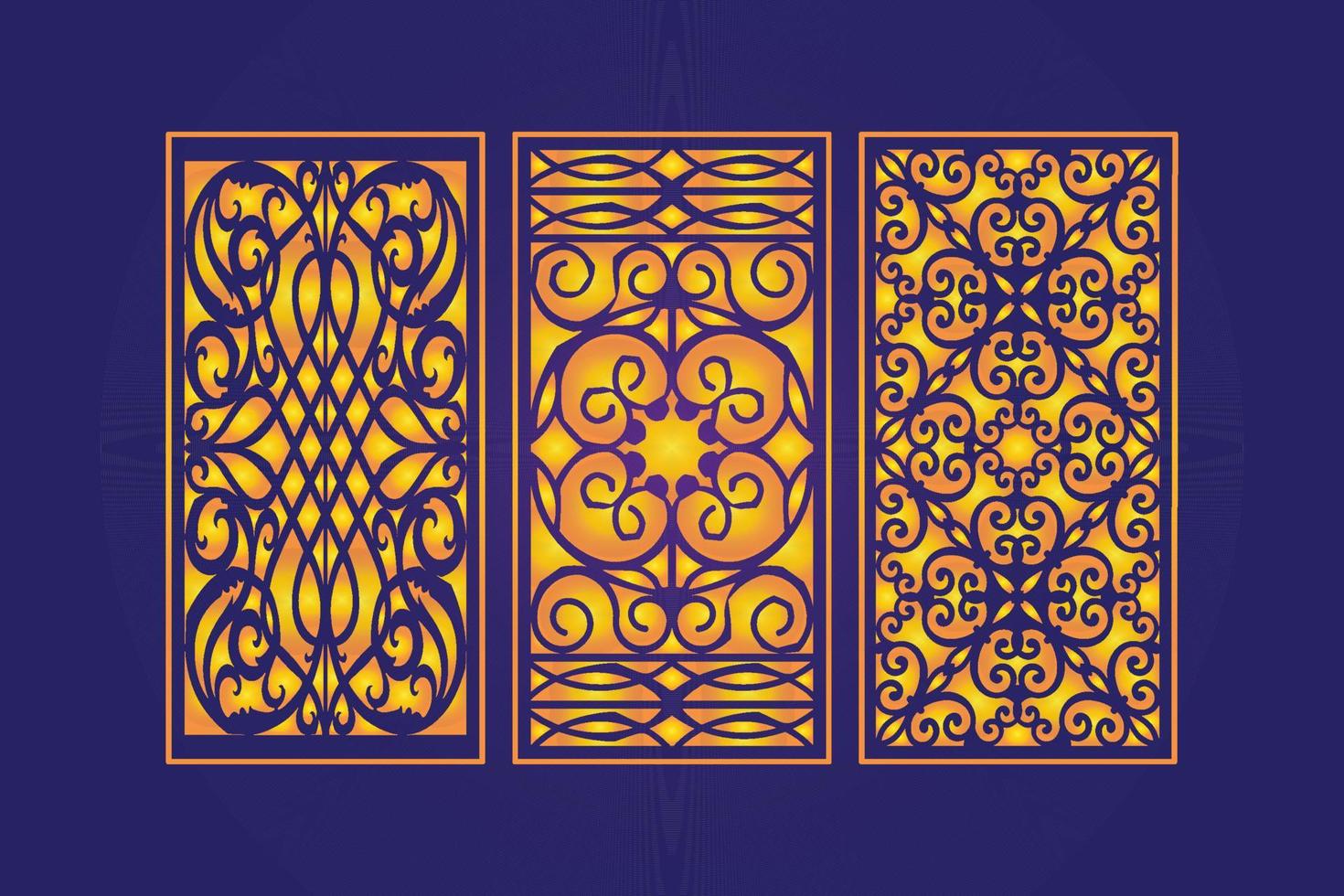 Islamic decorative laser cut panels template with abstract geometric texture and floral laser vector