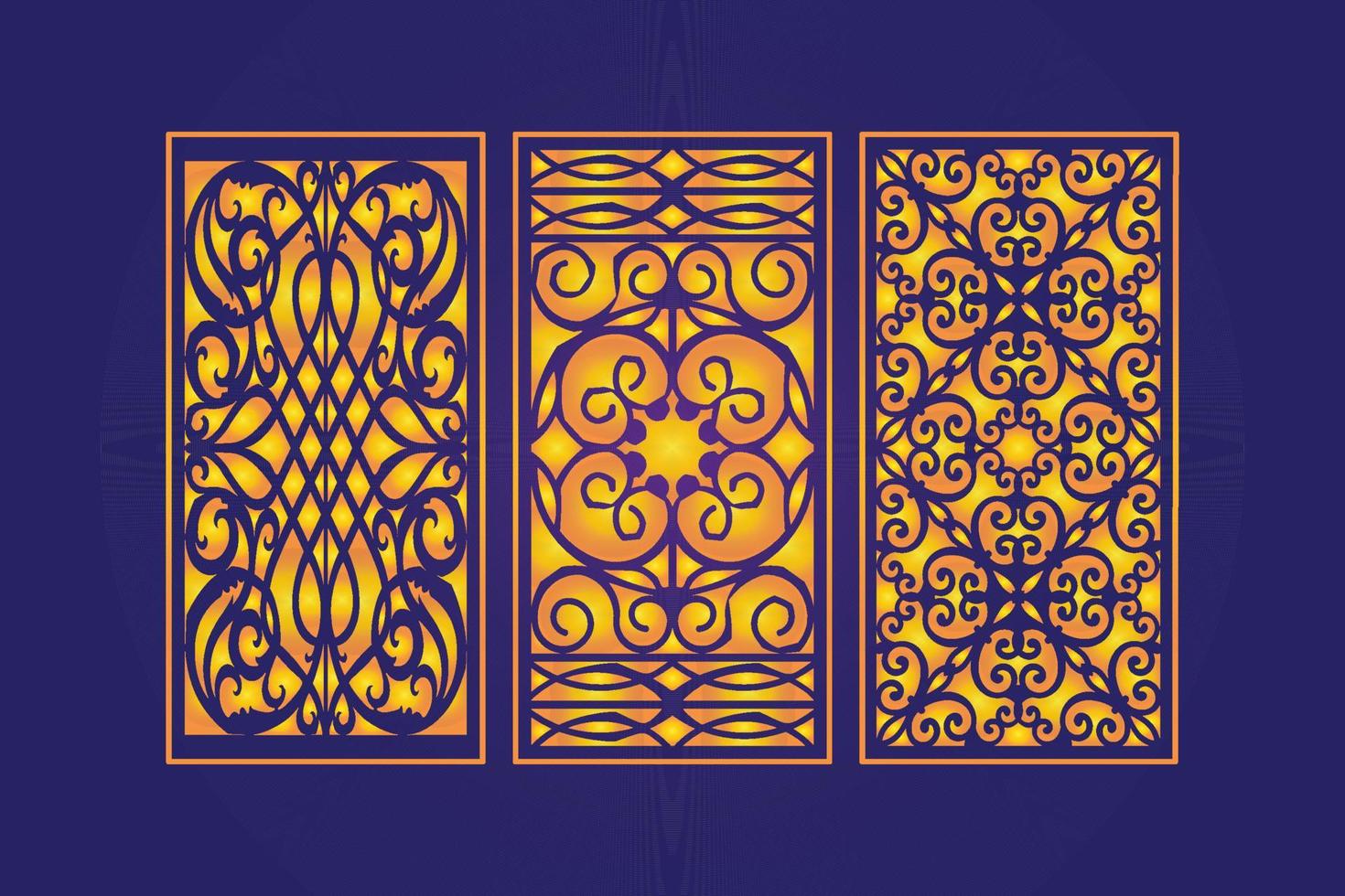 Islamic decorative laser cut panels template with abstract geometric texture and floral laser vector