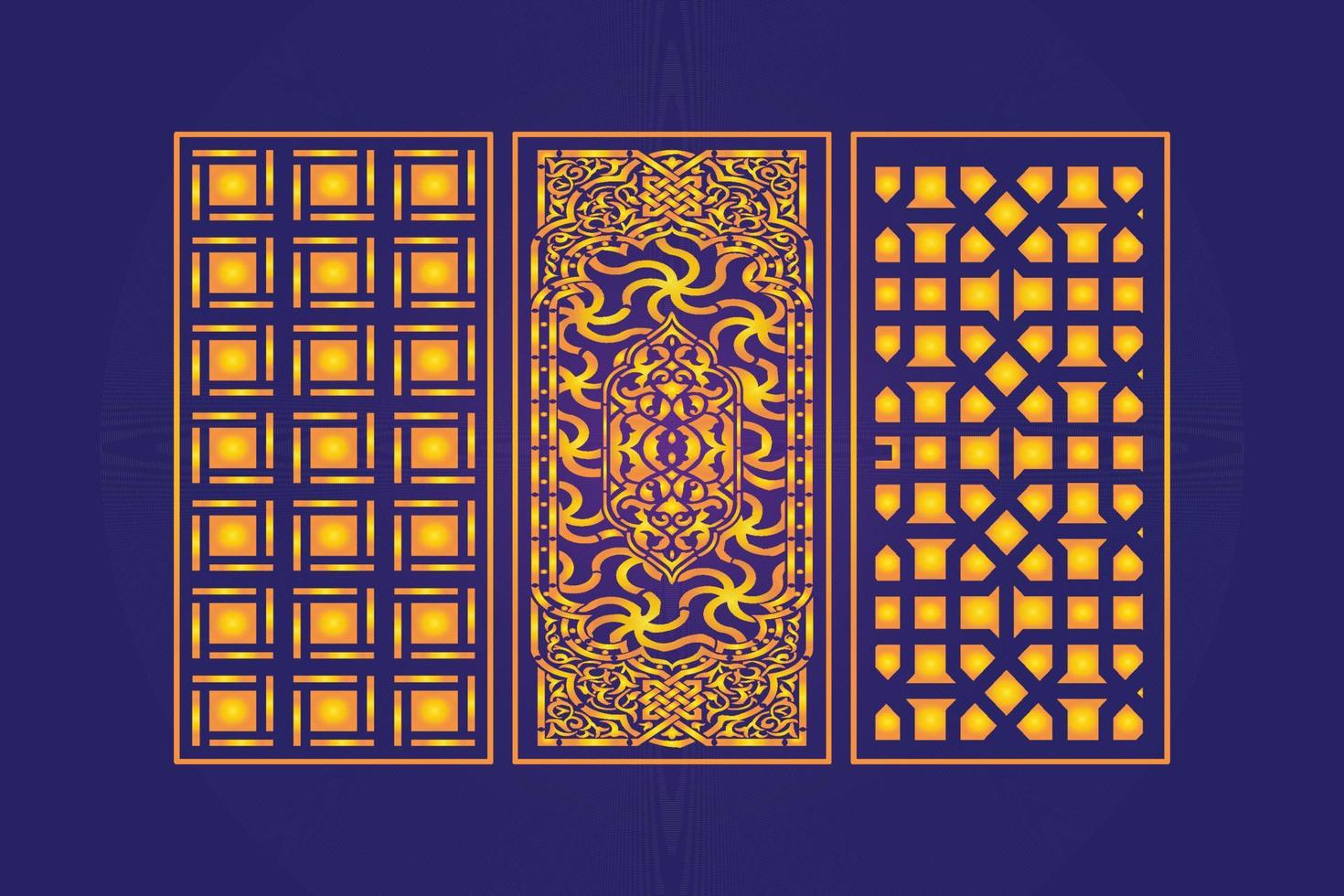 Islamic decorative laser cut panels template with abstract geometric texture and floral laser vector