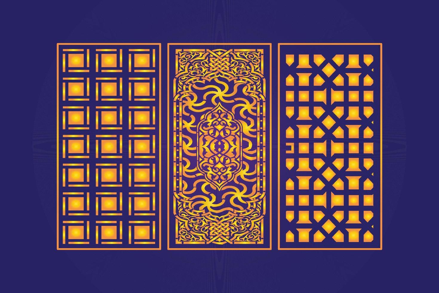 Islamic decorative laser cut panels template with abstract geometric texture and floral laser vector