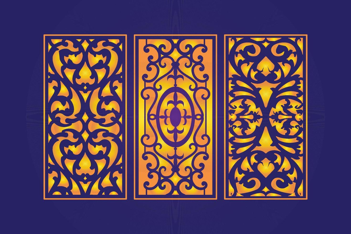 Islamic decorative laser cut panels template with abstract geometric texture and floral laser vector