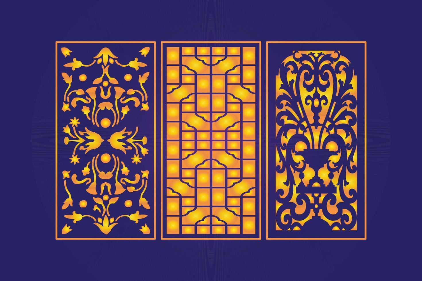 Islamic decorative laser cut panels template with abstract geometric texture and floral laser vector