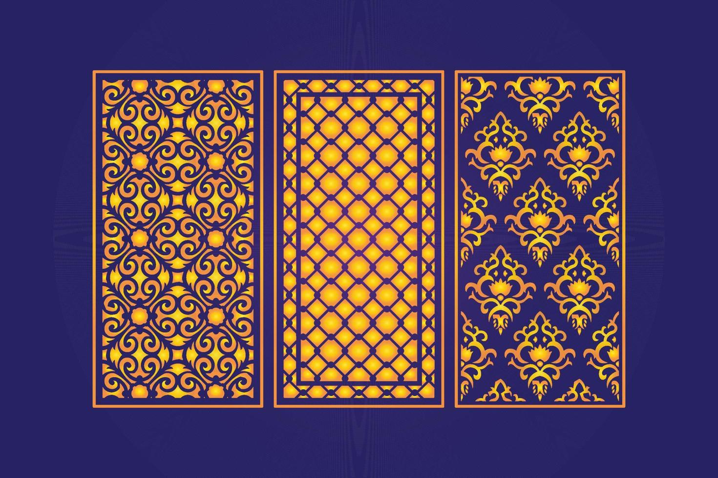 Islamic decorative laser cut panels template with abstract geometric texture and floral laser vector