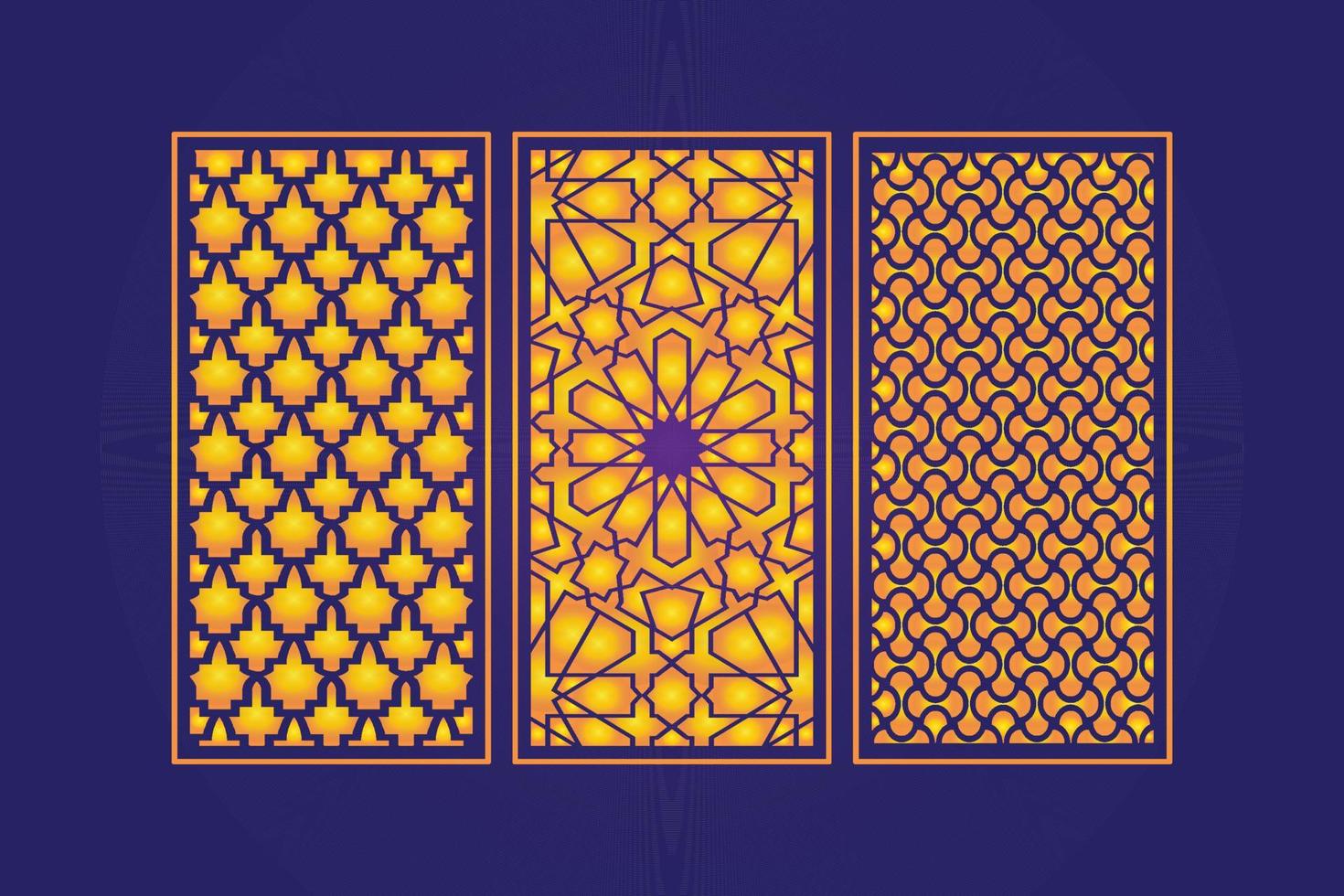 Islamic decorative laser cut panels template with abstract geometric texture and floral laser vector