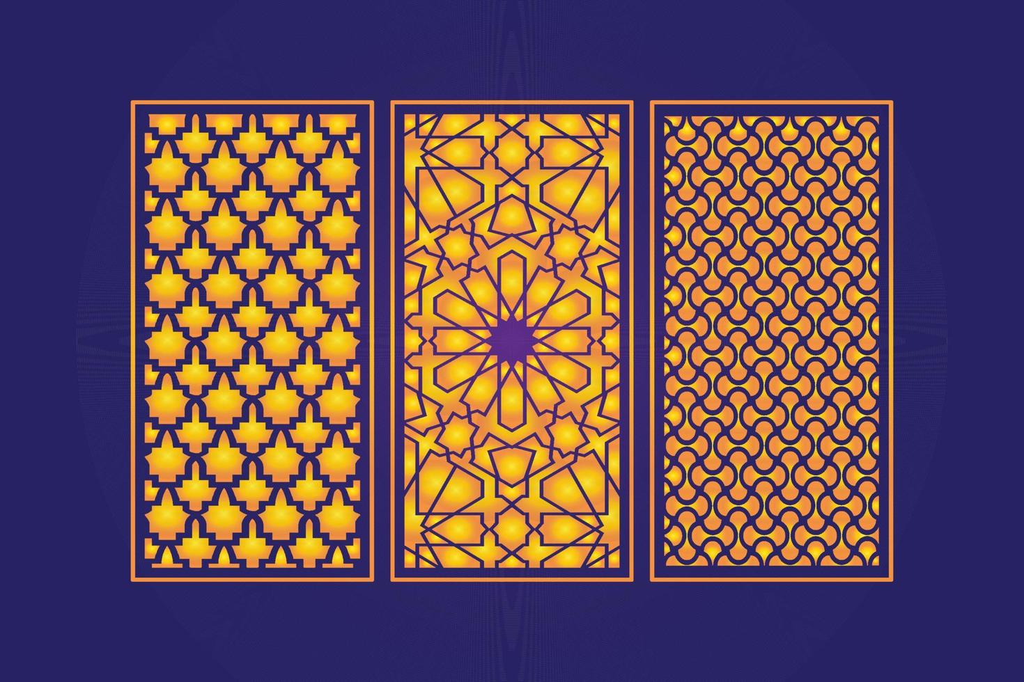 Islamic decorative laser cut panels template with abstract geometric texture and floral laser vector