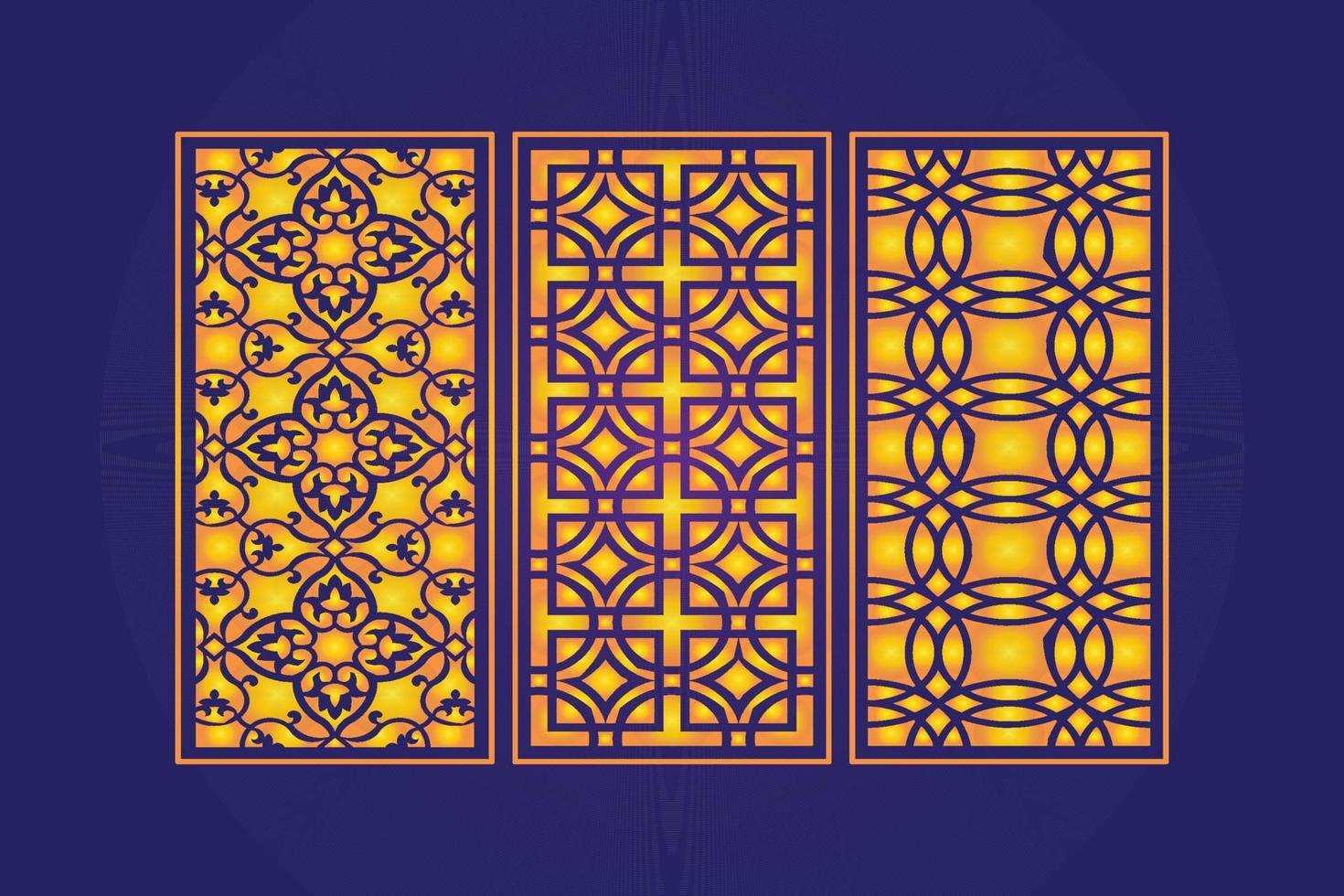 Islamic decorative laser cut panels template with abstract geometric texture and floral laser vector
