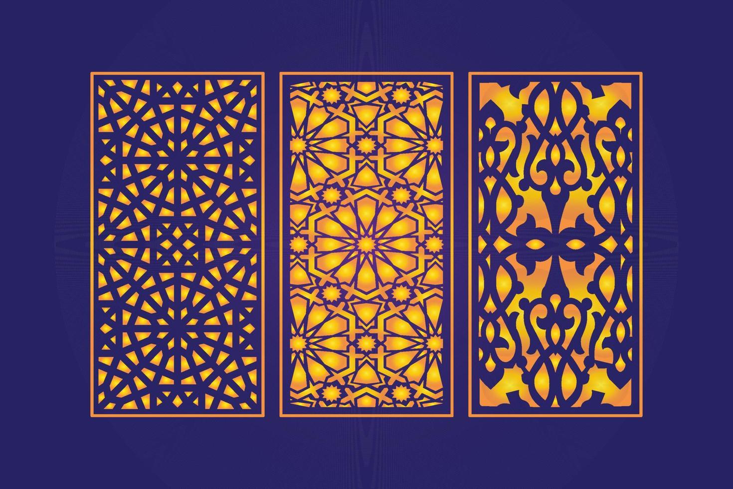 Islamic decorative laser cut panels template with abstract geometric texture and floral laser vector