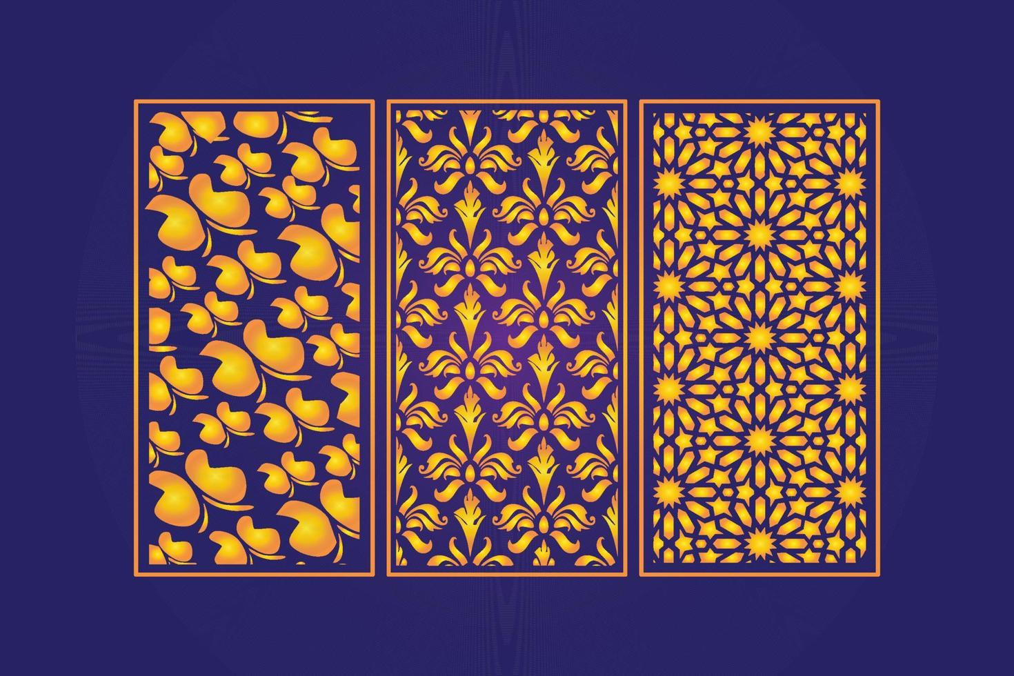 Islamic decorative laser cut panels template with abstract geometric texture and floral laser vector